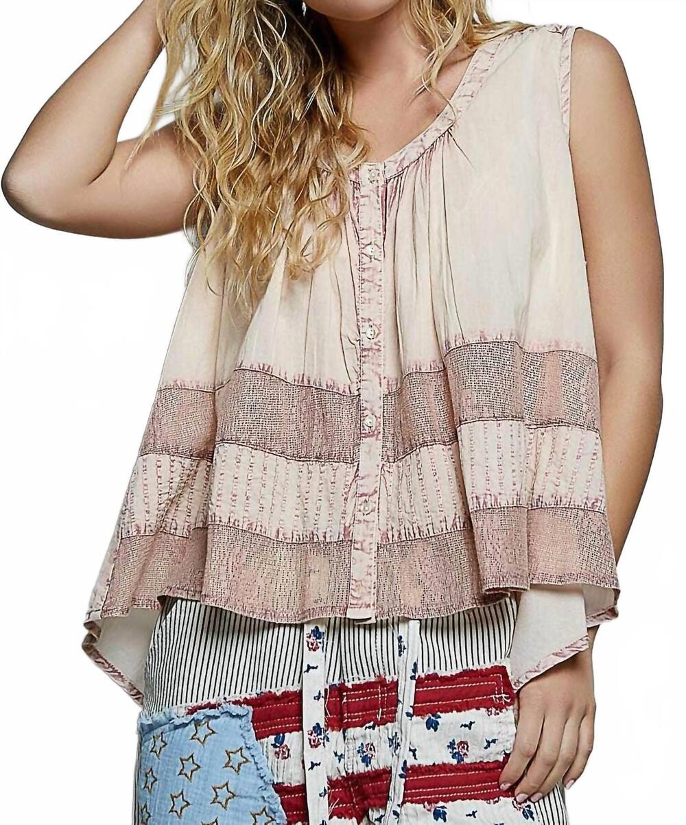 NEW POL sleeveless crochet woven blouse top in blush